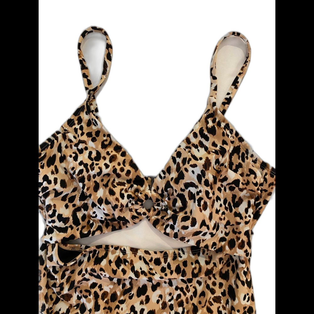 Time and Tru One Piece Swimsuit Womans Large‎ Cheetah Animal Print Sexy Bikini
